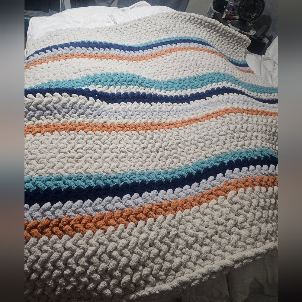 Hand-made chunky chenille blankets